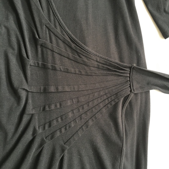 Chloe Angus Dress Vintage Wrap Pleated Waist Black Size XL Cotton Blend Stretchy - Picture 4 of 9
